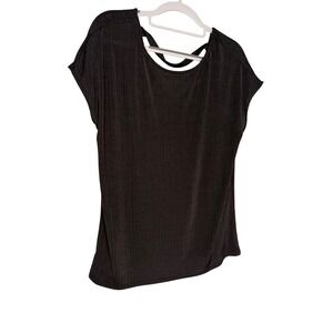 Koton black short sleeve lightweight sheer cut out back blouse